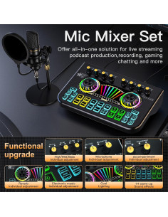 Kit de Podcast X3-BM700S con Mezclador y Micrófono 3.5mm 2