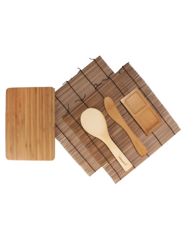 Kit de Hacer Sushi BambooMN - 13 Piezas de Bambú Carbonizado