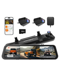 Cámara de tablero espejo WOLFBOX G900 Tripro 4K GPS WiFi