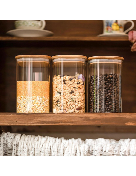 Set de 6 Tarros de Almacenamiento de Vidrio 1050 ml Liuruiyu