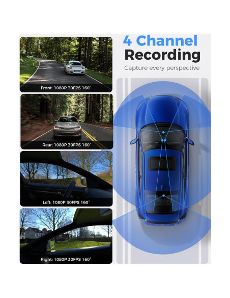 Cámara Dash 4 Canales ZMOPO D435 Full HD 1080P GPS WiFi 5G