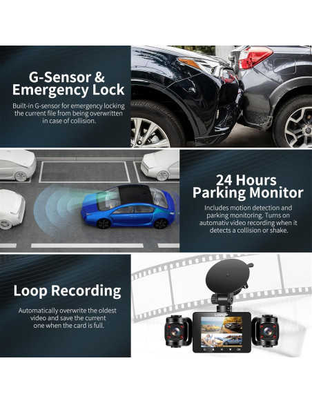 Cámara Dash 360 LOFOV 4 Canales FHD 1080P con SD 64GB