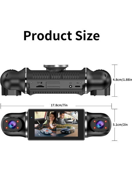 Cámara Dash 360 Zunfly W2 4 Canales FHD 2K + 1080P, GPS