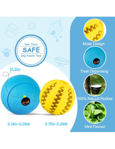 Juguetes de Puzzle para Perros HIPPIH 2 Pack - Amarillo y Azul