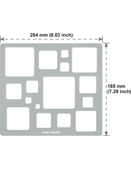 Plantilla de cuadrados Aleks Melnyk 209 - Acero inoxidable 204x185mm