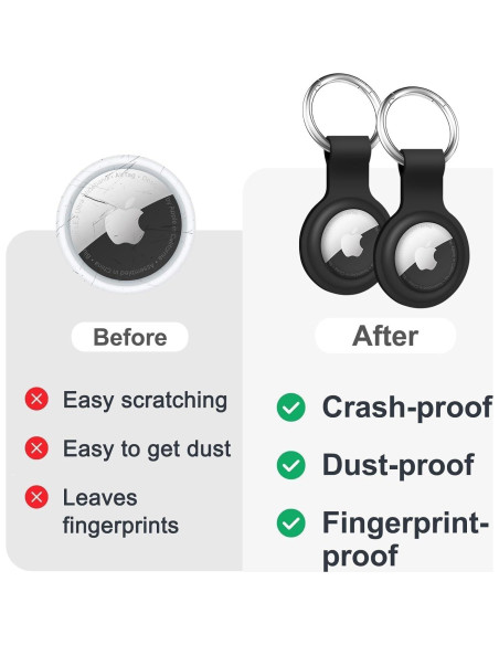 Funda Silicona Linsaner para AirTag 2 Piezas Negro