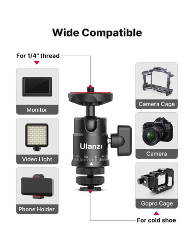 Cabezal de Bola Mini ULANZI H28 con Adaptador Dual para DSLR