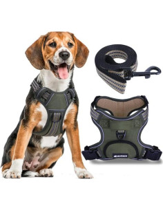 Arnés para Perros Bumbin L Verde Militar Ajustable Sin Tirones 2