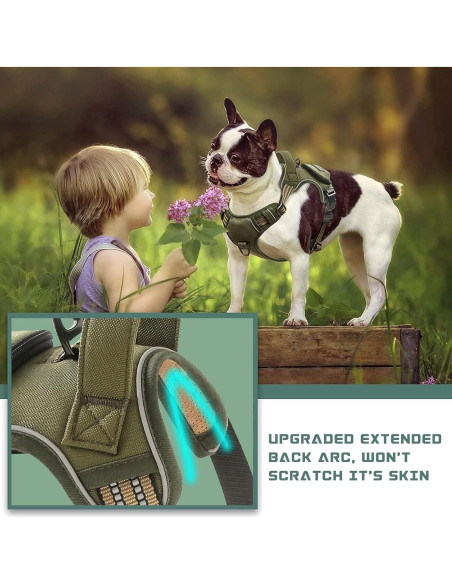 Arnés para Perros Bumbin L Verde Militar Ajustable Sin Tirones