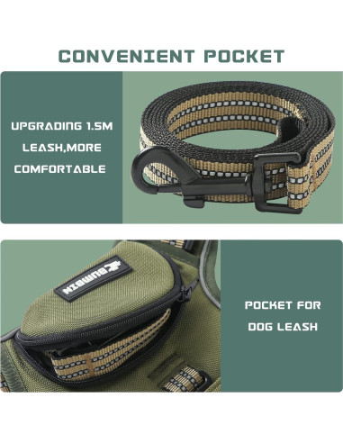 Arnés para Perros Bumbin L Verde Militar Ajustable Sin Tirones