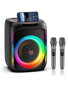 Máquina de Karaoke Bluetooth T16-T con 2 Micrófonos Inalámbricos