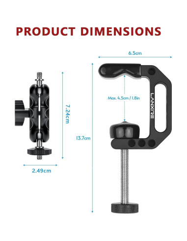 Abrazadera de Montaje para Cámara Lanxire con Mini Brazo Mágico