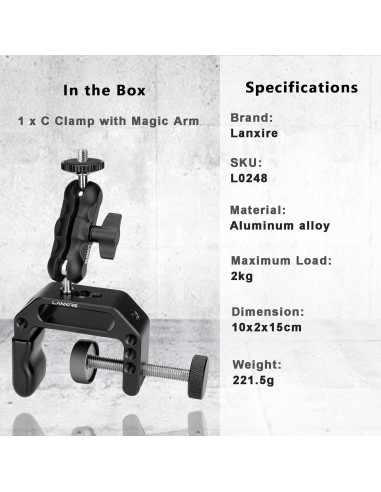 Abrazadera de Montaje para Cámara Lanxire con Mini Brazo Mágico