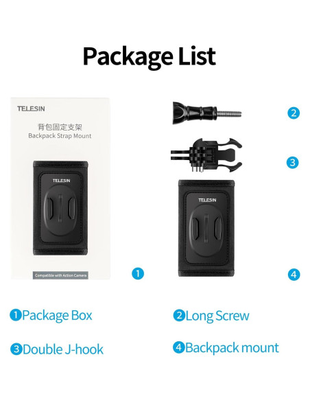 Soporte de Mochila TELESIN Correa Ajustable para Cámaras