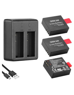 Paquete de 3 Baterías Recargables 1350mAh GEEKAM para Cámara de Acción