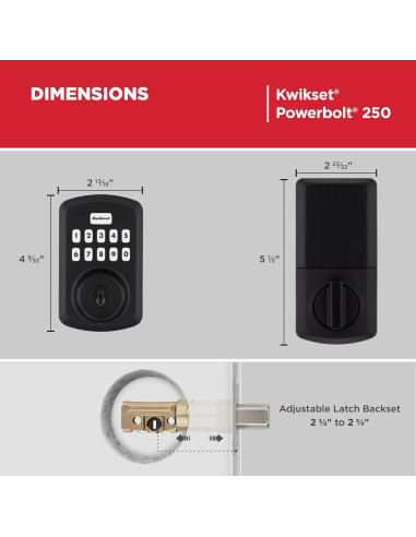 Cerradura Electrónica Kwikset Powerbolt 250 Teclado 10 Botones