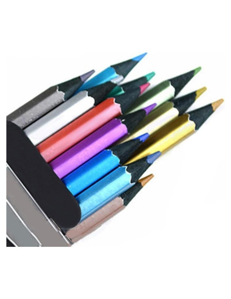 Juego de 12 Lápices de Colores Metálicos MXXGMYJ Ecológicos
