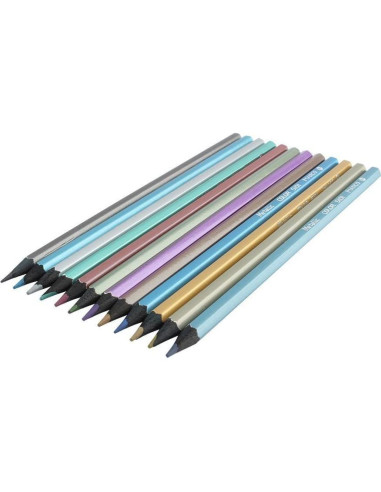 Juego de 12 Lápices de Colores Metálicos MXXGMYJ Ecológicos