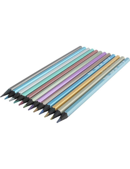 Juego de 12 Lápices de Colores Metálicos MXXGMYJ Ecológicos