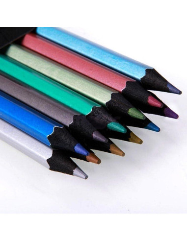 Juego de 12 Lápices de Colores Metálicos MXXGMYJ Ecológicos
