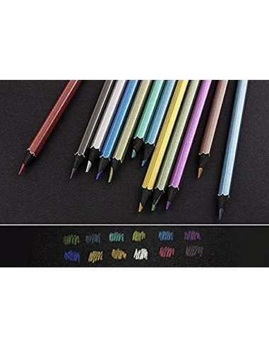 Juego de 12 Lápices de Colores Metálicos MXXGMYJ Ecológicos