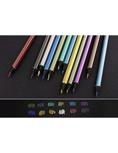 Juego de 12 Lápices de Colores Metálicos MXXGMYJ Ecológicos