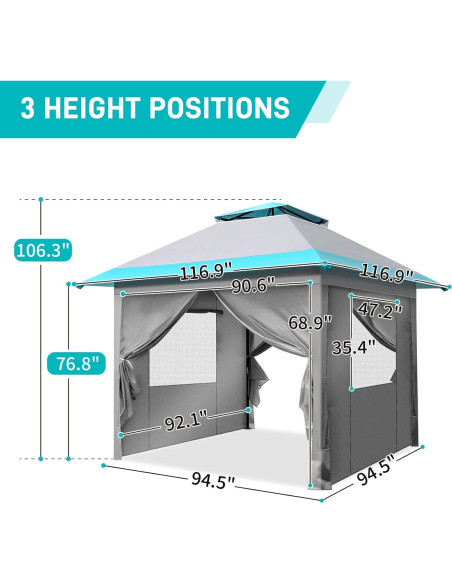Carpa Pop Up Outvita 10x10ft Impermeable con Techo Doble