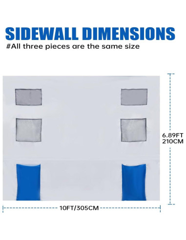 Paredes Laterales de Canopy Birodeko 3 Pcs 304.8x193 cm Azul