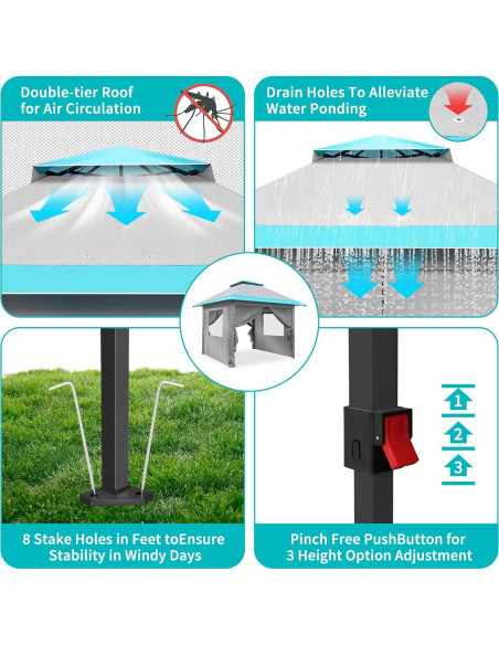 Carpa Pop Up Outvita 10x10ft Impermeable con Techo Doble