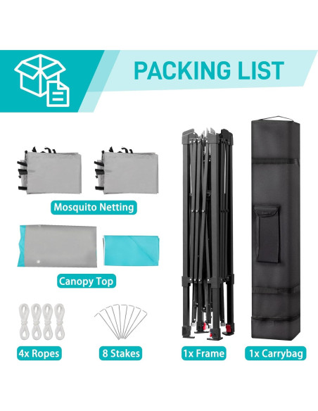 Carpa Pop Up Outvita 10x10ft Impermeable con Techo Doble