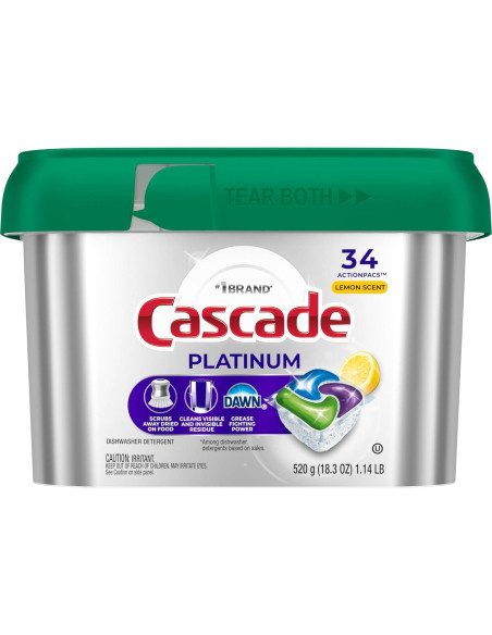 Cápsulas de Lavavajillas Cascade Platinum Limón 34 Unidades