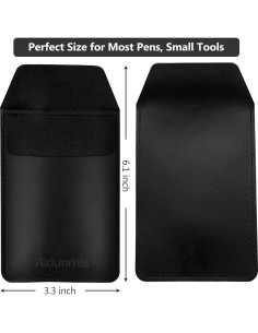 Funda de bolígrafo Aidunmis de cuero PU, 2 piezas, negra 2