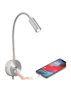 Luz de Lectura de Pared LED WisHomee Regulable con USB