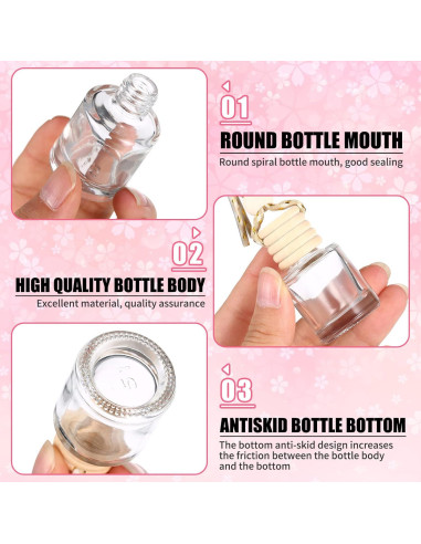12 Botellas Difusoras de Coche Patelai 8ml Vidrio Claro
