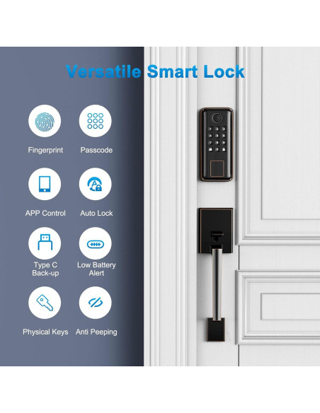 Cerradura Inteligente SEVEKO 5021 con Huella y APP Bluetooth