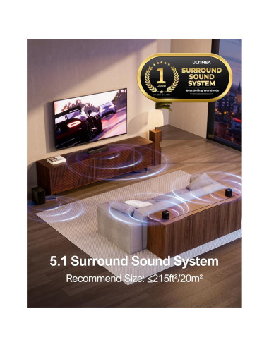 Barra de Sonido 5.1 ULTIMEA Aura A30 con Subwoofer y App