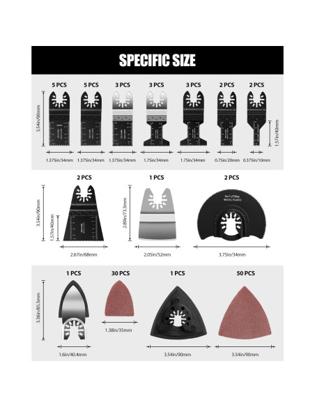 Kits de Cuchillas Oscilantes AVID POWER 112Pcs para Metal/Madera