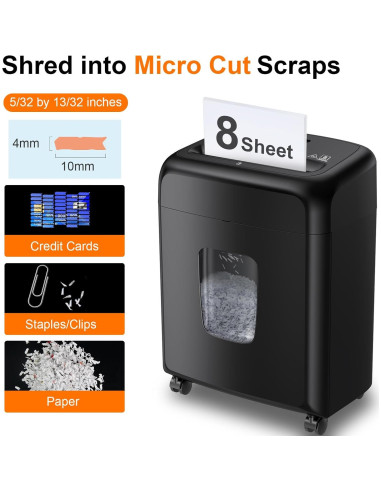 Bonsaii Trituradora de Papel Micro Corte 8 Hojas 4 Galones