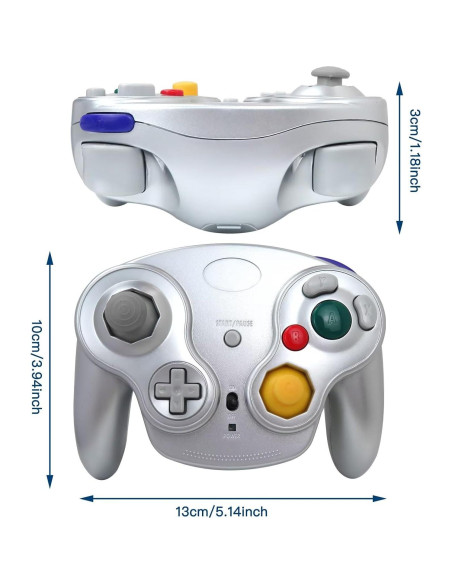 Controlador Inalámbrico BSDLIET para Nintendo GameCube Plata