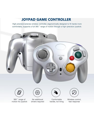 Controlador Inalámbrico BSDLIET para Nintendo GameCube Plata