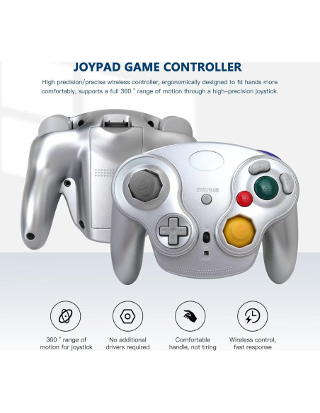 Controlador Inalámbrico BSDLIET para Nintendo GameCube Plata