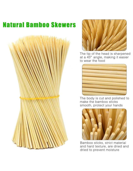 Palitos de Bambú Hysagtek 15 cm 400 Pcs para BBQ y Fondue