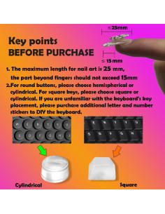 Pegatinas Elevadas para Teclado Zooplan 80 Pcs Cilindro Negro 2