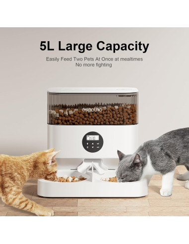 Comedero Automático Espelho 5L para 2 Gatos Programable