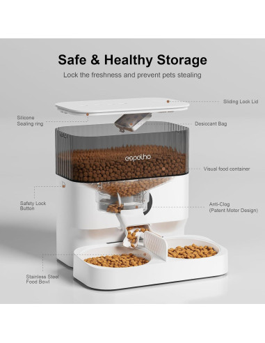 Comedero Automático Espelho 5L para 2 Gatos Programable