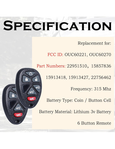 Control Remoto de Entrada Sin Llave SUPALAND para Chevy 2007-2014