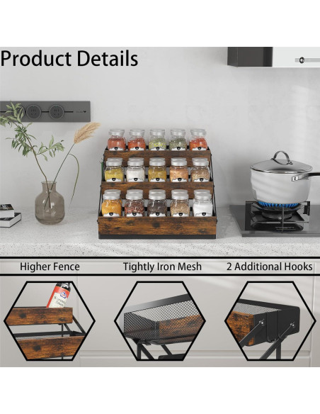 Organizador de Especias 3 Niveles KOKSTOP - Acero y Madera