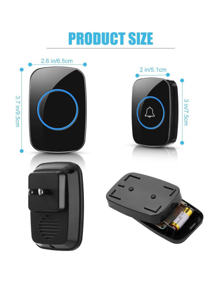 Kit Timbre Inalámbrico Fabbay 8 Piezas 1000 m 60 Melodías