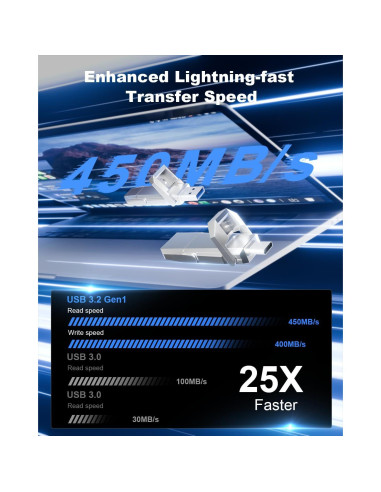 SSD Externo Portátil Orlian 64GB USB 3.2 Tipo C y A