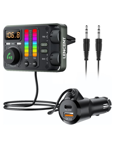 Adaptador Bluetooth LENCENT MT03 para Coche con Carga Rápida
